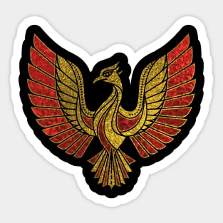 Gold and red Decorated Phoenix bird symbol Sticker